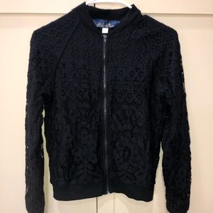 Black lace zip up jacket